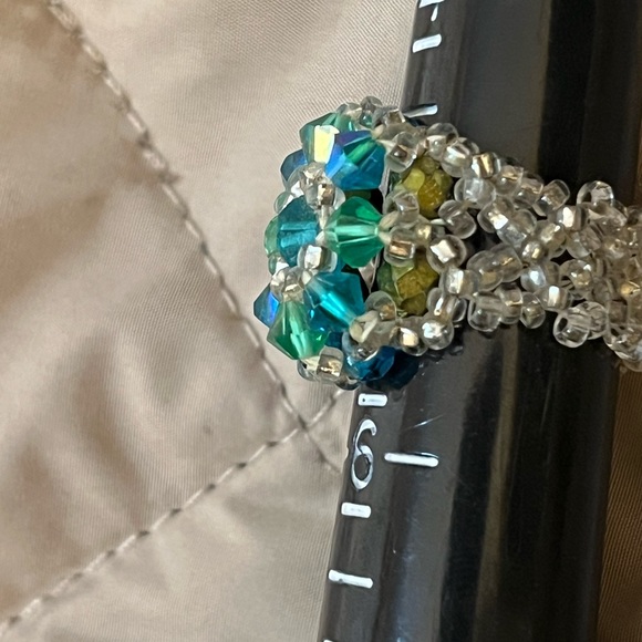 Handmade Swarovski crystal and Czech bead ring. Size 5 - Picture 2 of 4